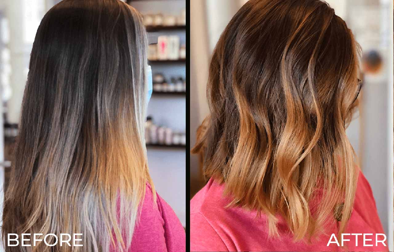 Caramel Highlights and Balayage Before and After